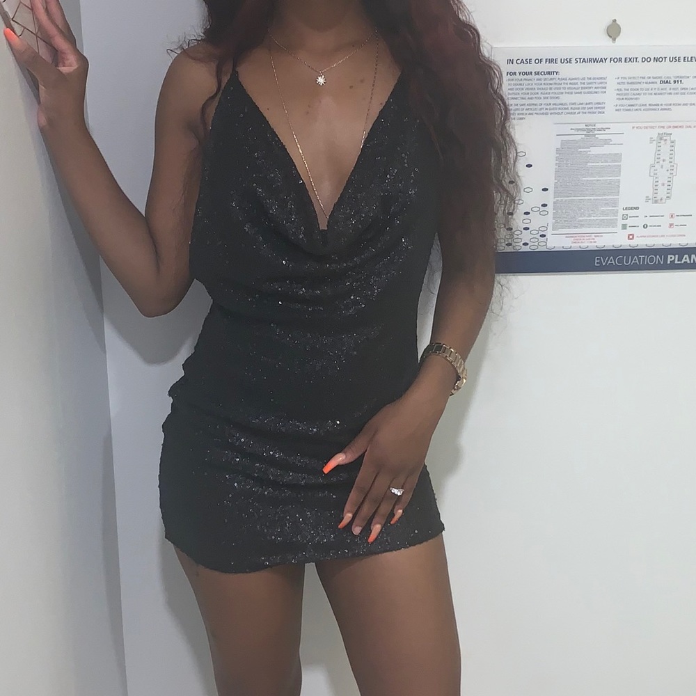 Sequin Black Mini Dress